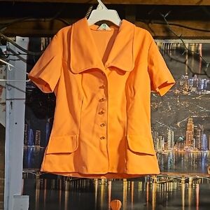 Orange Button-Up Women's Top